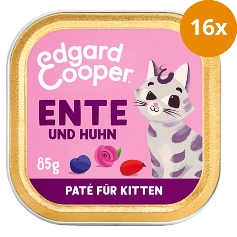 Edgard & Cooper Paté Kitten Freilaufente und Freilaufhuhn mit Blaubeeren, Rosenblüten und Hagebutten