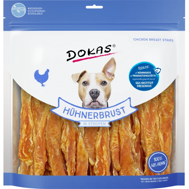 DOKAS Hühnerbrust in Streifen 900 g | Hundesnack