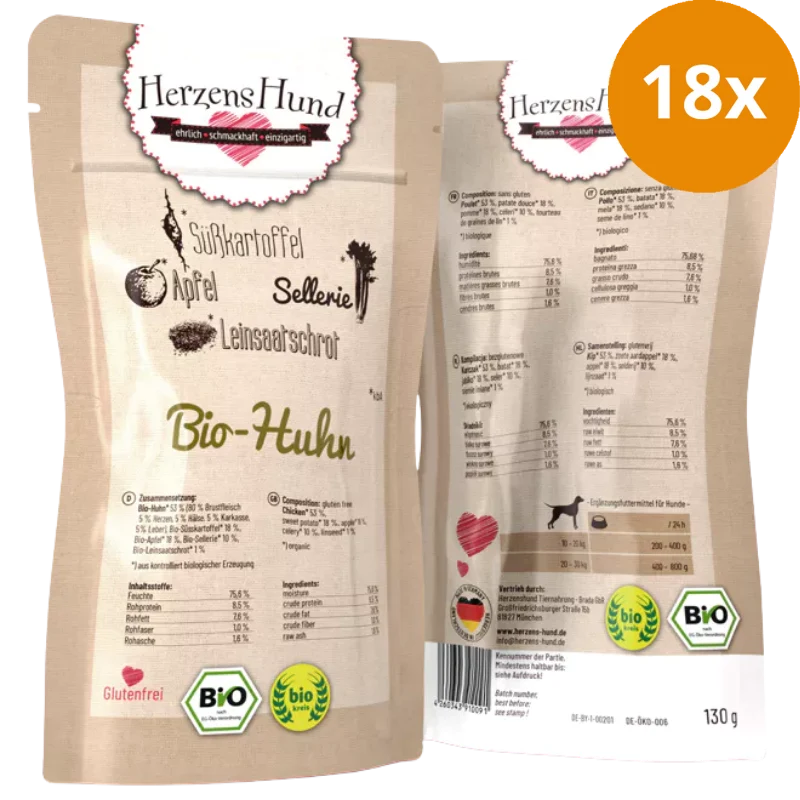 HerzensHund Bio Huhn mit Bio Gemüse 130 g