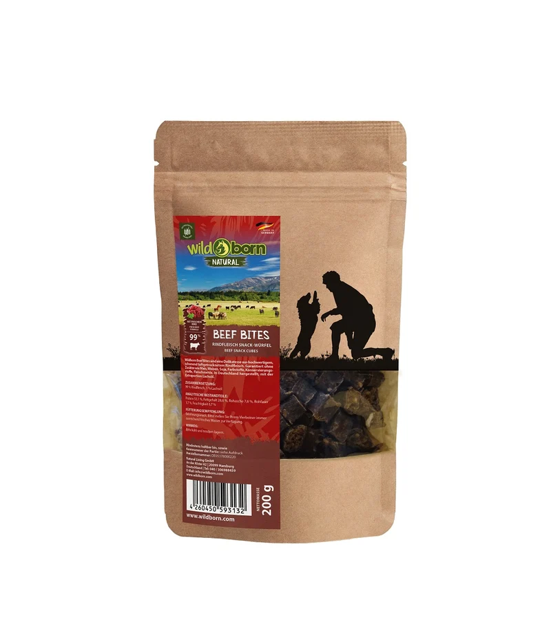 Wildborn Natural Beef Bites Hundesnack 200g