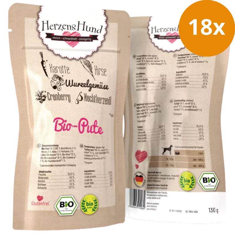 HerzensHund Bio Pute mit Bio Gemüse 130 g