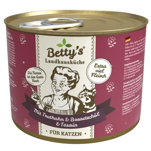 Bettys Landhausküche Katze Dose Truthahn & Borretschöl 200 g
