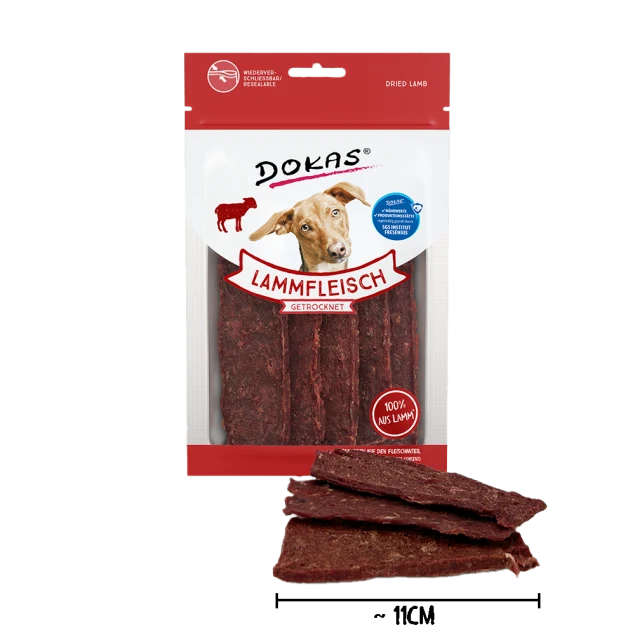 Dokas Hunde-Snack Lammfleisch getrocknet – Luftgetrocknet 70g