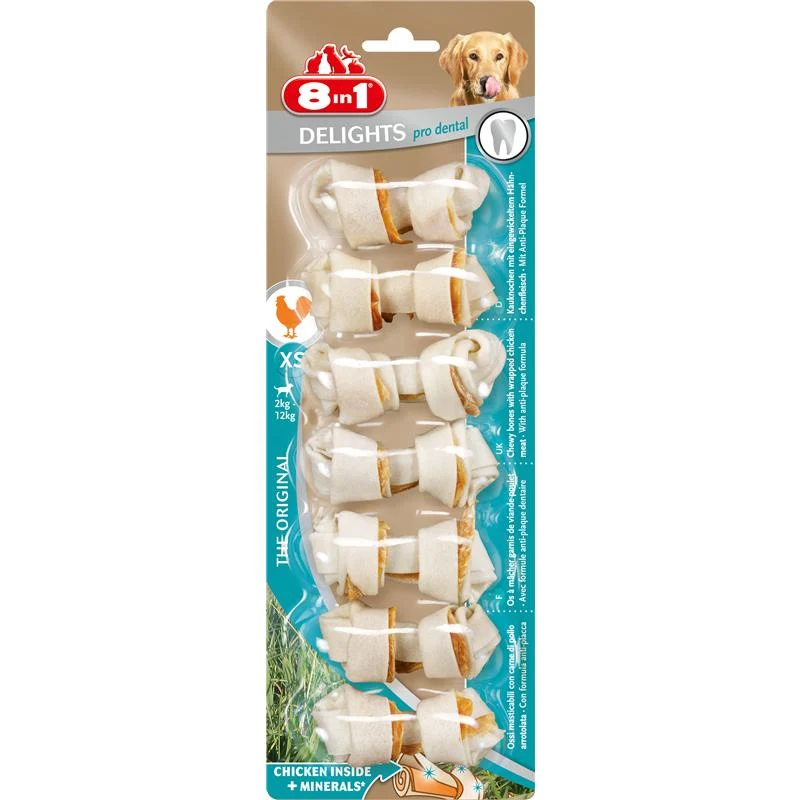 8in1 Delights Kauknochen Pro Dental Chicken XS 7 Stück