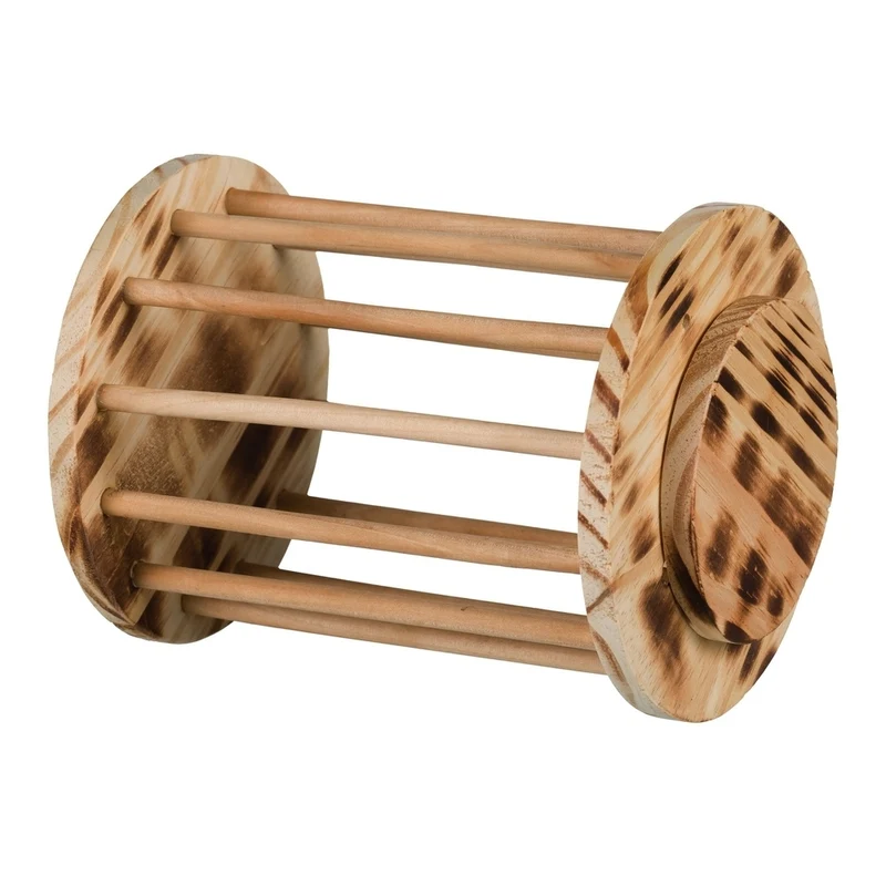 Kleintier Heuraufe rund mit Deckel Holz, geflammt