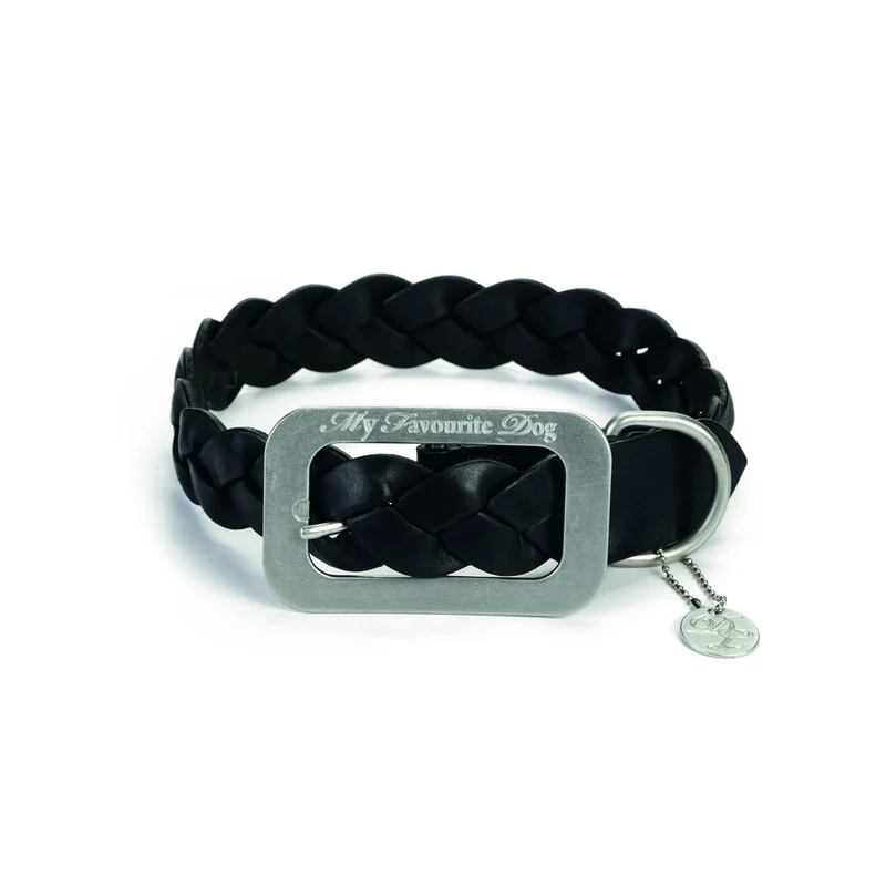 Designed By Lotte Lederhalsband für Hunde geflochten