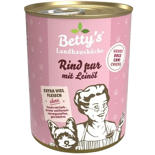 Bettys Landhausküche Hund Dose Rind pur mit Leinöl 400 g