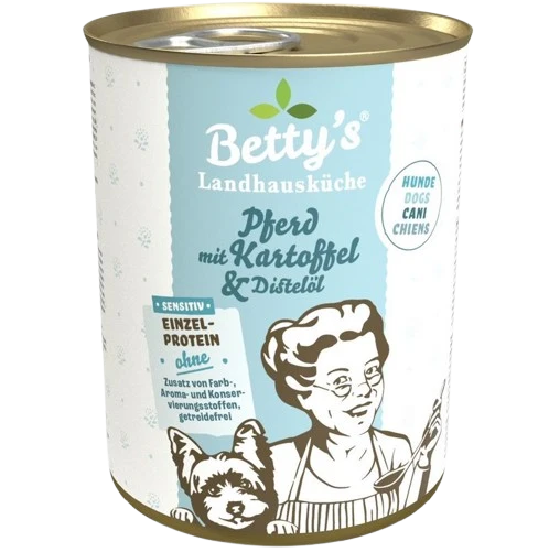 Bettys Landhausküche Hund Dose Sensitiv Pferd mit Kartoffel & Distelöl 400 g