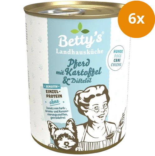 Bettys Landhausküche Hund Dose Sensitiv Pferd mit Kartoffel & Distelöl 400 g
