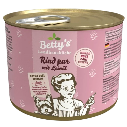 Bettys Landhausküche Hund Dose Rind pur mit Leinöl 200 g