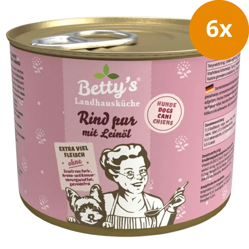Bettys Landhausküche Hund Dose Rind pur mit Leinöl 200 g