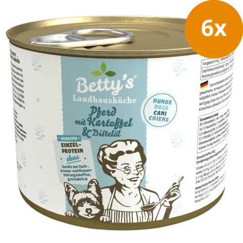 Bettys Landhausküche Hund Dose Sensitiv Pferd mit Kartoffel & Distelöl 200 g