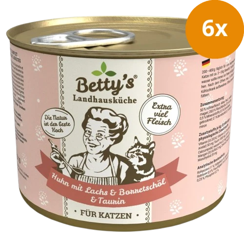 Bettys Landhausküche Katze Dose Huhn mit Lachs & Borretschöl 200 g