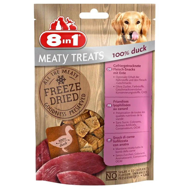 8in1 Leckerlis Gefriergetrocknete Würfel 100 % Entenfleisch 50g