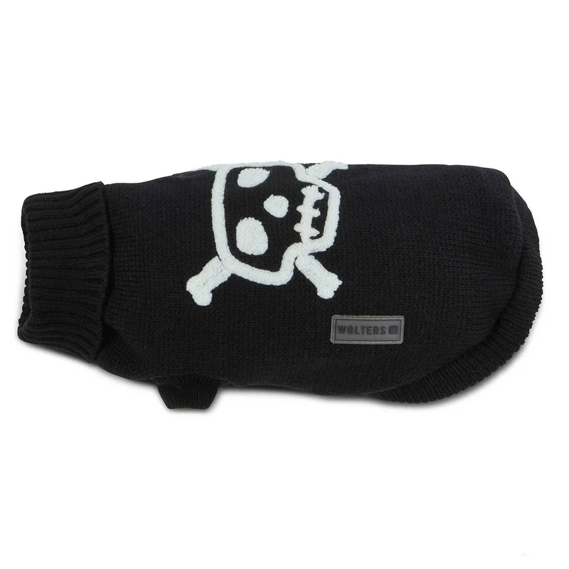 Wolters Hunde Strickpullover Totenkopf – Halloween Hundepullover schwarz, Gr. 20–50 cm