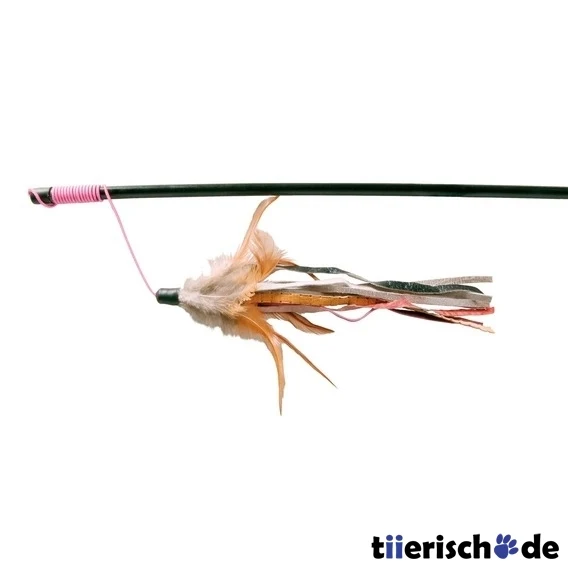 Katzen Spielangel mit Lederbändchen und Federn