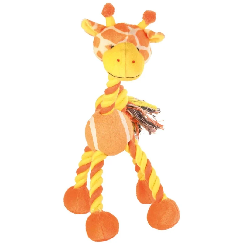 Hundespielzeug Giraffe mit Tennisball und Tau