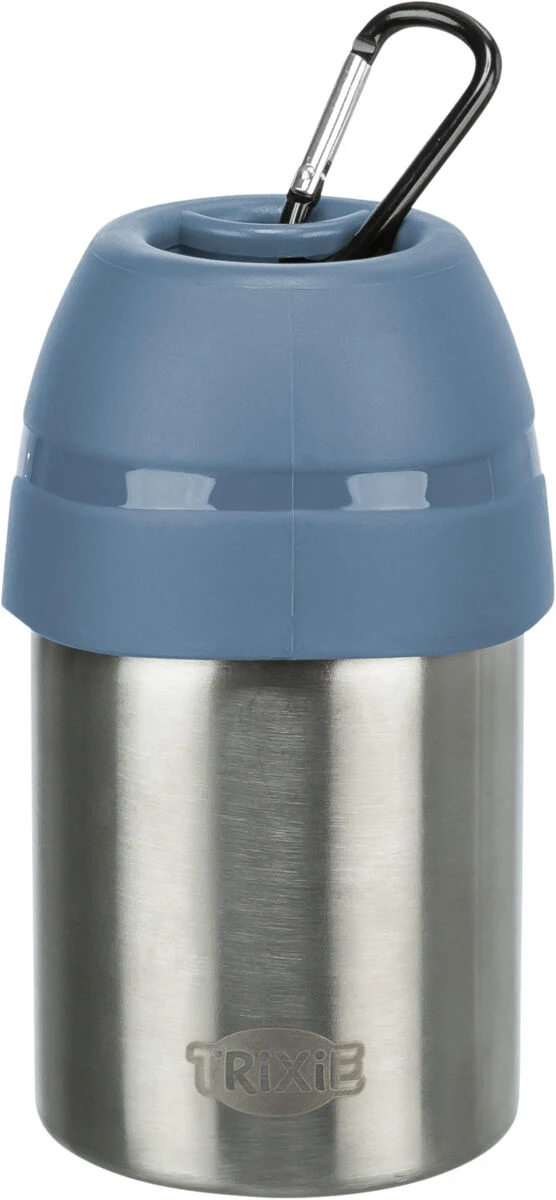 TRIXIE Trinkflasche Hund mit Napf-Deckel – Edelstahl, Karabiner, 300 ml & 750 ml