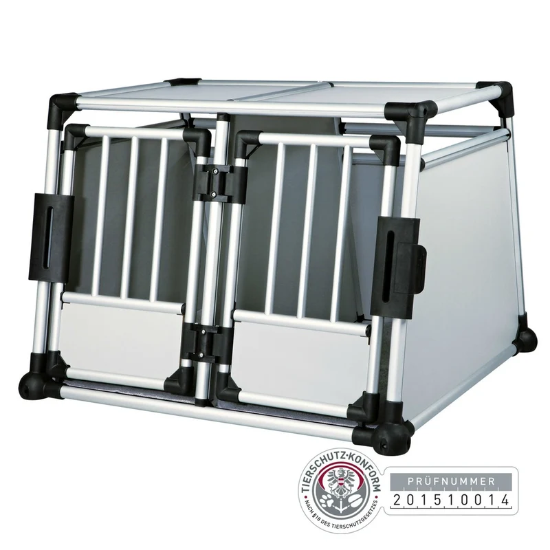 Trixie Doppel Transportbox Alubox Autobox für 2 Hunde