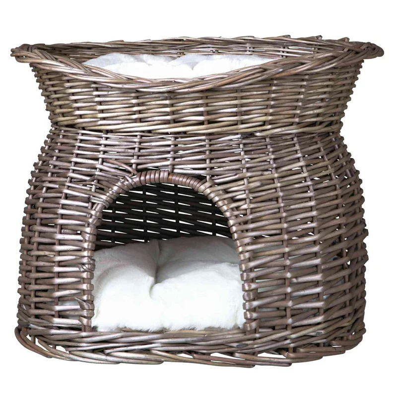 Katzenkorb aus Weide mit Liegedach