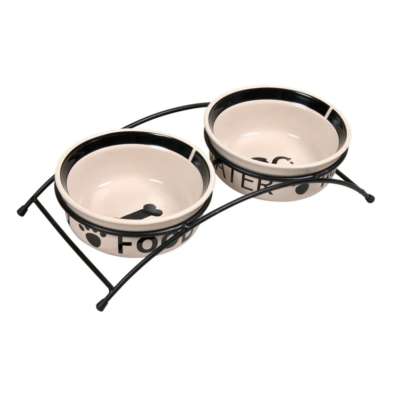 Keramik Hundenapf Set mit Metallhalterung