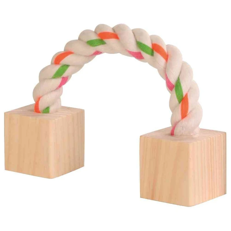 Baumwollspielseil mit Holz für Kleintiere
