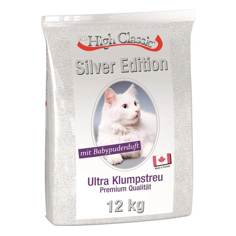 High Classic Katzenstreu Silver Edition mit Babypuderduft