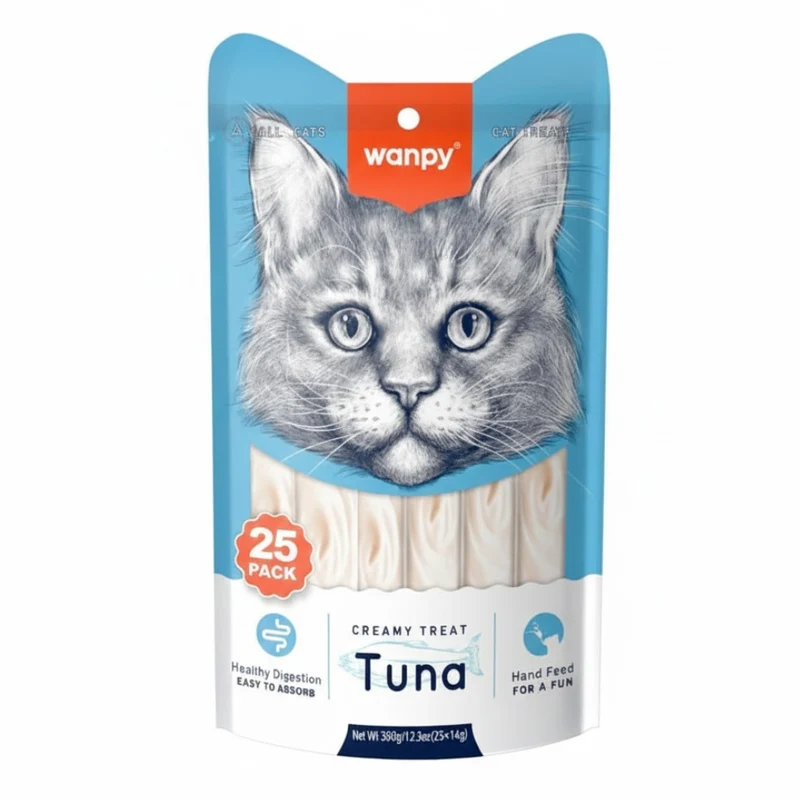 Wanpy Creamy Tuna Lickable Cat Treats 25x14g