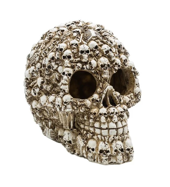 AquaSpectra Decorated Skull Aquarium Decor 15x11x12cm