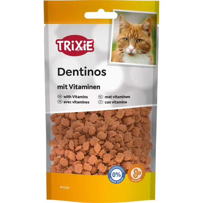 TRIXIE Denta Fun Dentinos Zahnpflege Leckerlies für Katzen – Gesunde Zähne & frischer Atem