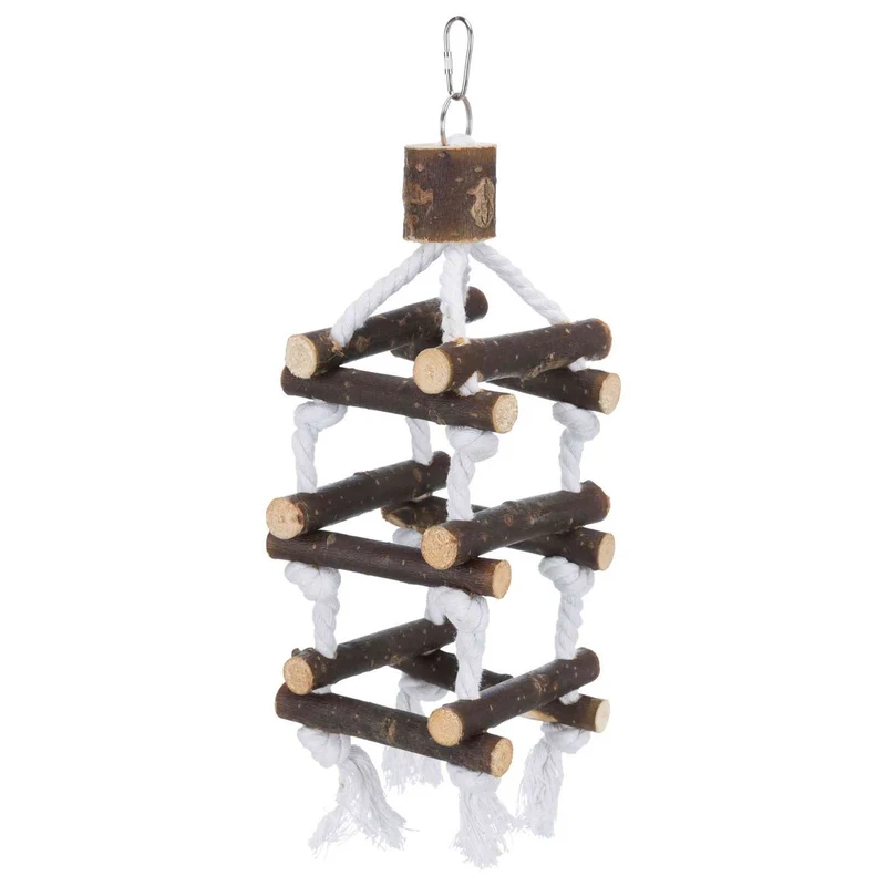 Turm mit Tauen aus Naturholz für Vogelkäfig