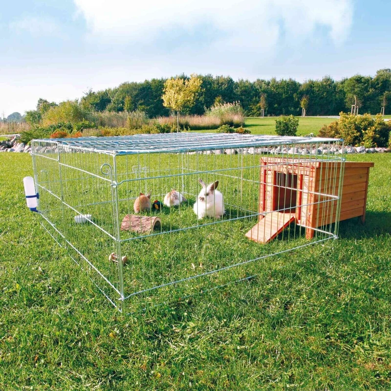 Freilaufgehege für Kaninchen mit Abdeckung verzinkt