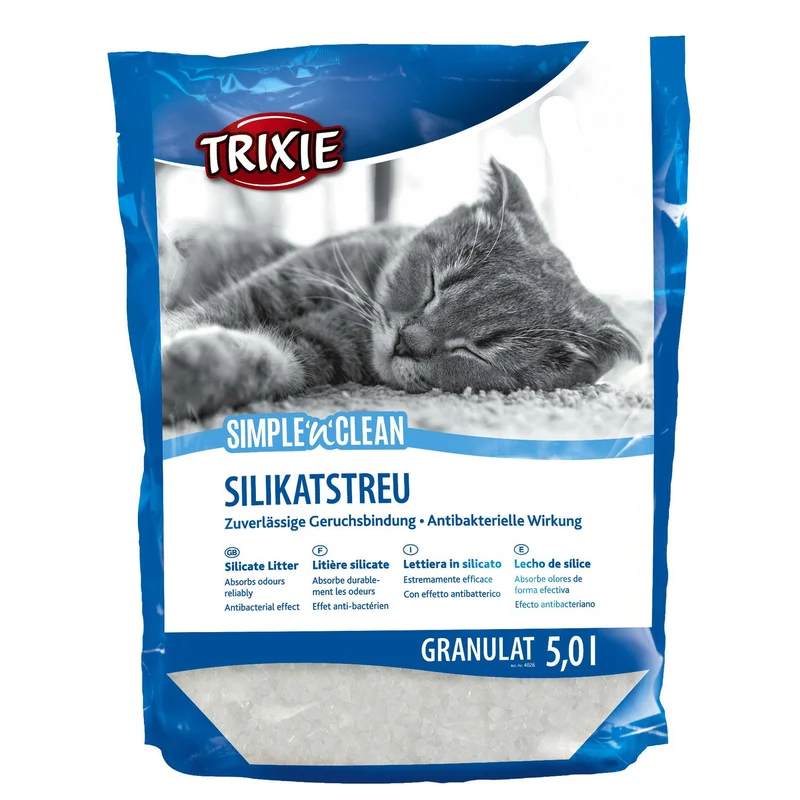 Katzenstreu aus staubarmen Silikat