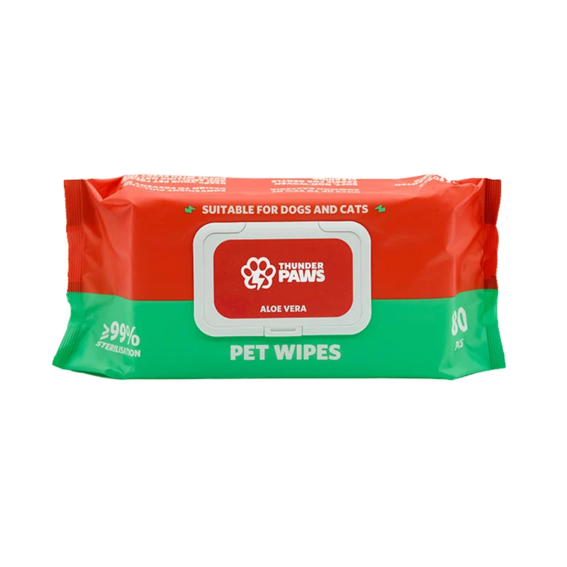 Thunder Paws Aloe Vera Sanitary Pet Wipes Suitable for Cats and Dogs 80pcs