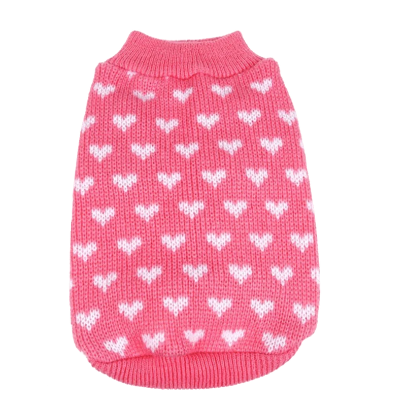 Silvercell Pets Puppy Dogs Clothes Jacket Little Heart Knit Sweater Coat Pink XL