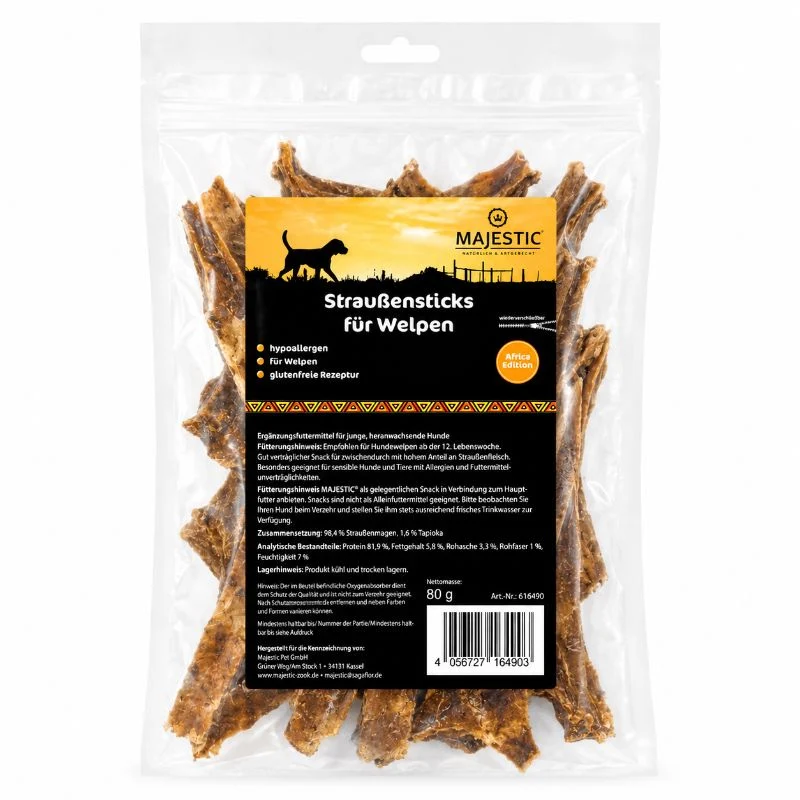 Straußensticks für Welpen 80g
