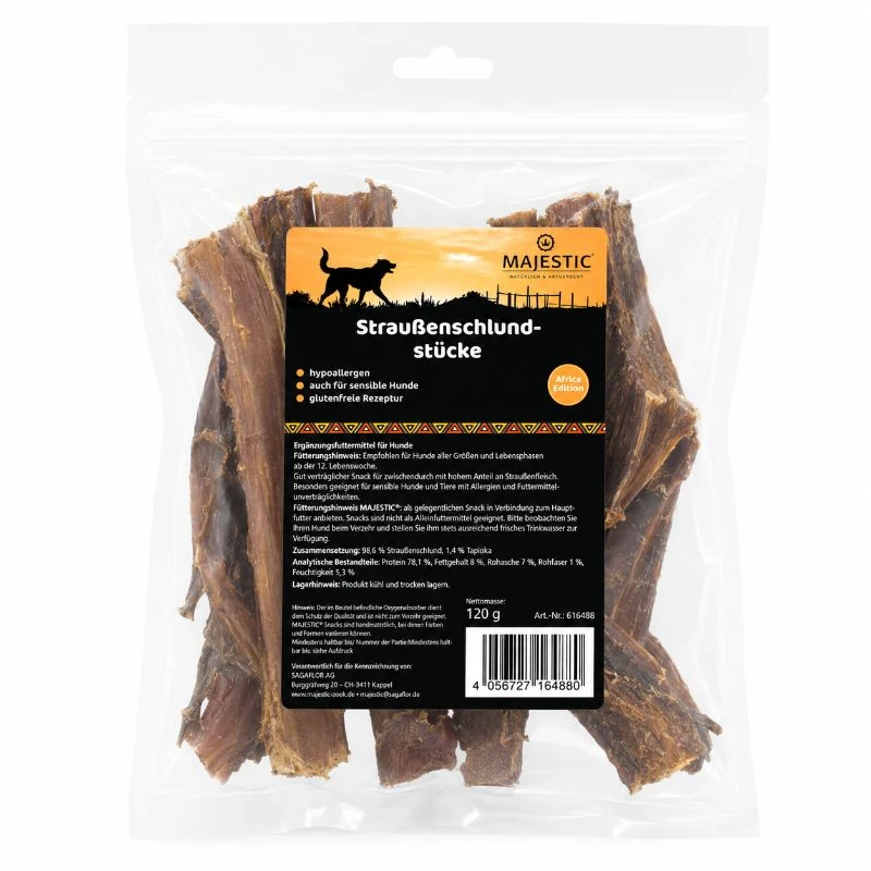 MAJESTIC Straußenschlundstücke – 120 g