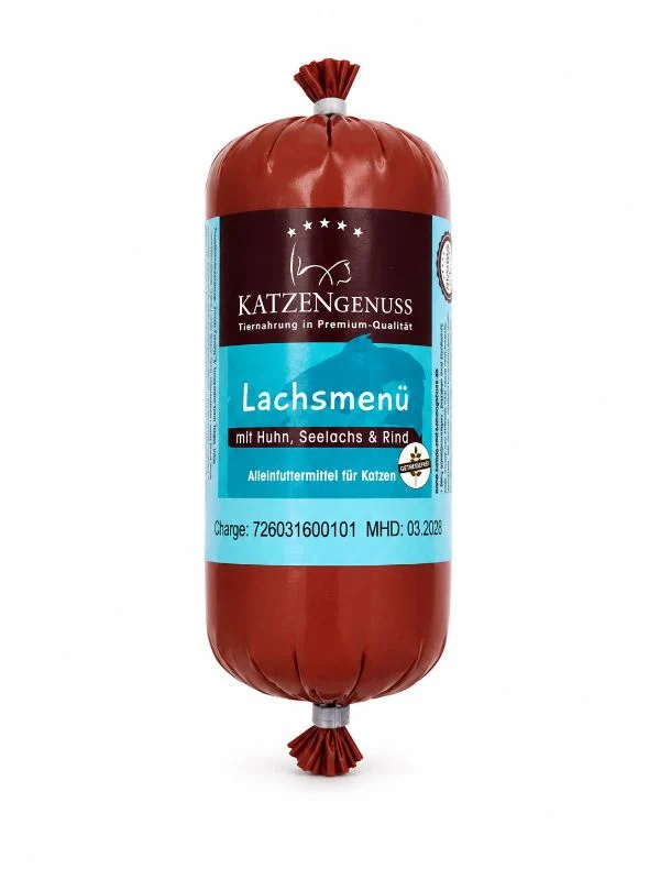 Katzengenuss Lachsmenü mit Huhn, Seelachs & Rind 200g