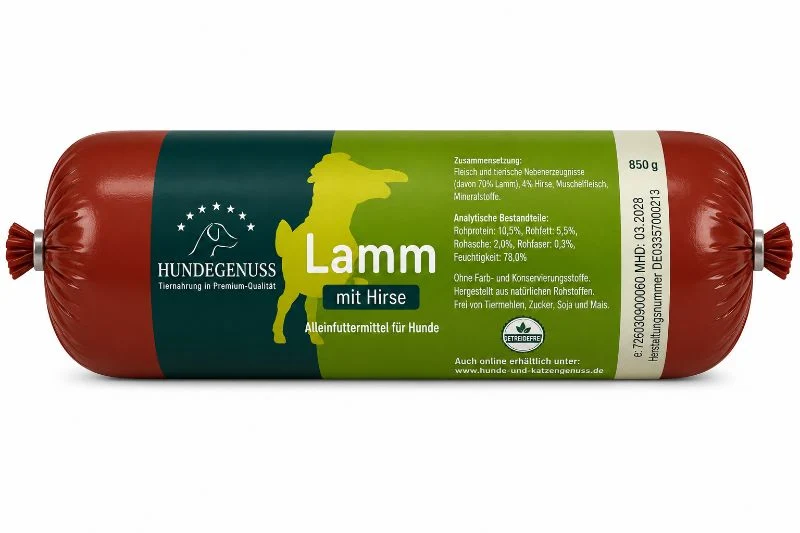 Hundegenuss Lamm mit Hirse 850g