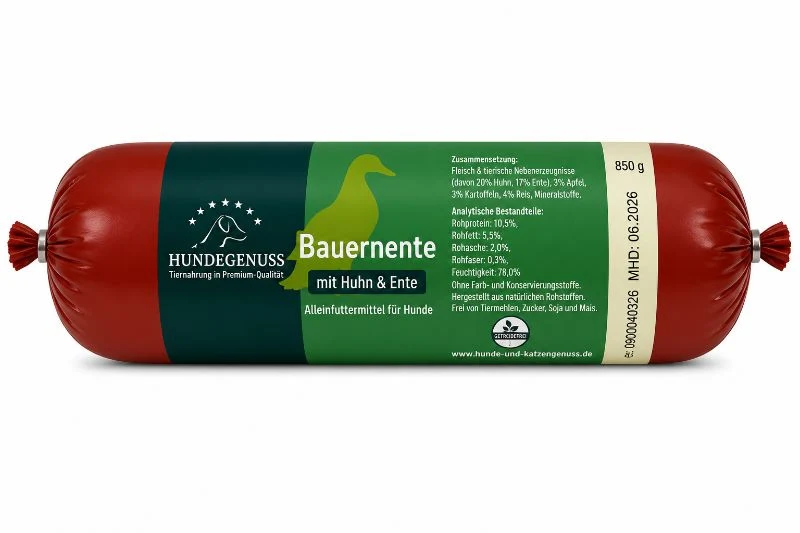 Hundegenuss Bauernente mit Huhn & Ente 400g