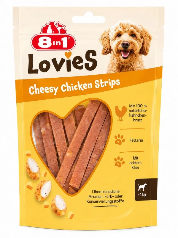 8in1 Lovies Hähnchen-Streifen mit Käse 80g