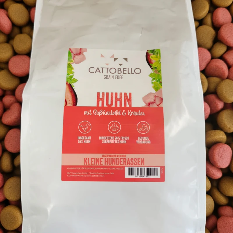 Cattobello Hund Adult Huhn mit Süßkartoffeln und Kräutern 2kg Small Breed