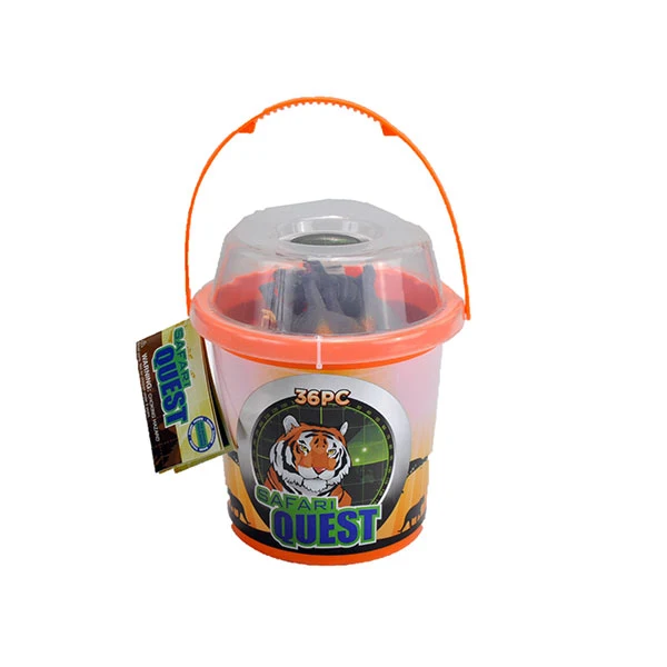 Safari Animals Quest Bucket Figurine Set