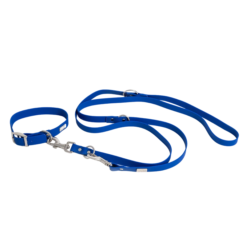 Kombi-Set SoftVinyl Halsband und Führleine Kobaltblau