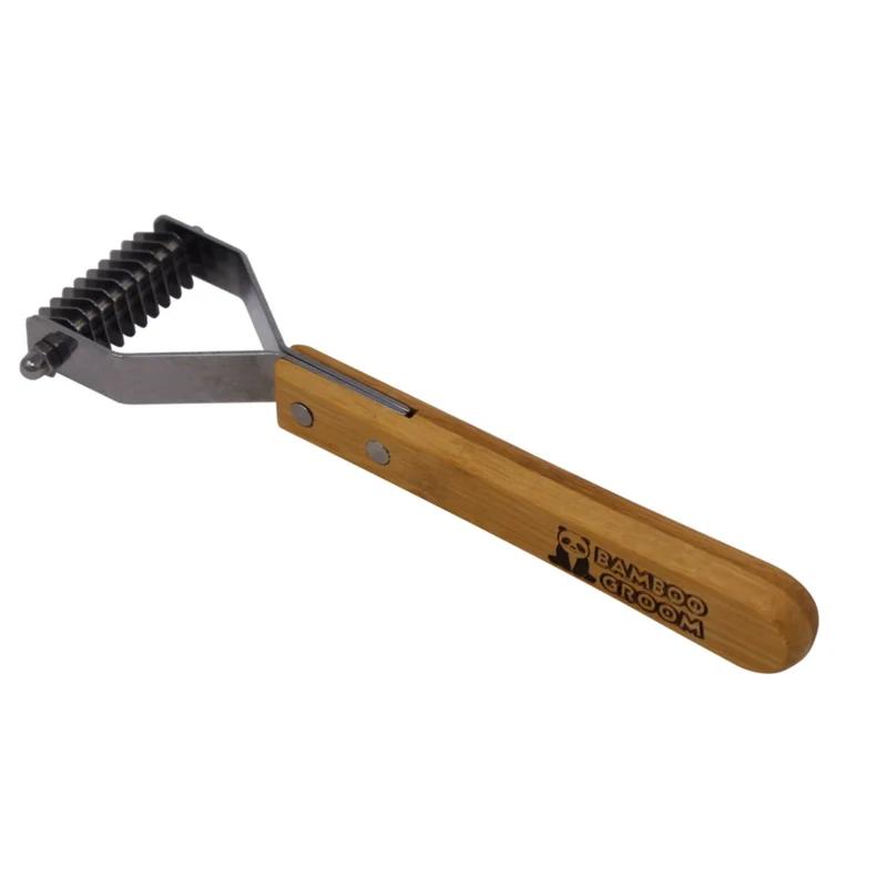 Bamboo Groom Unterwollkamm mit 10 Zähnen aus Edelstahl