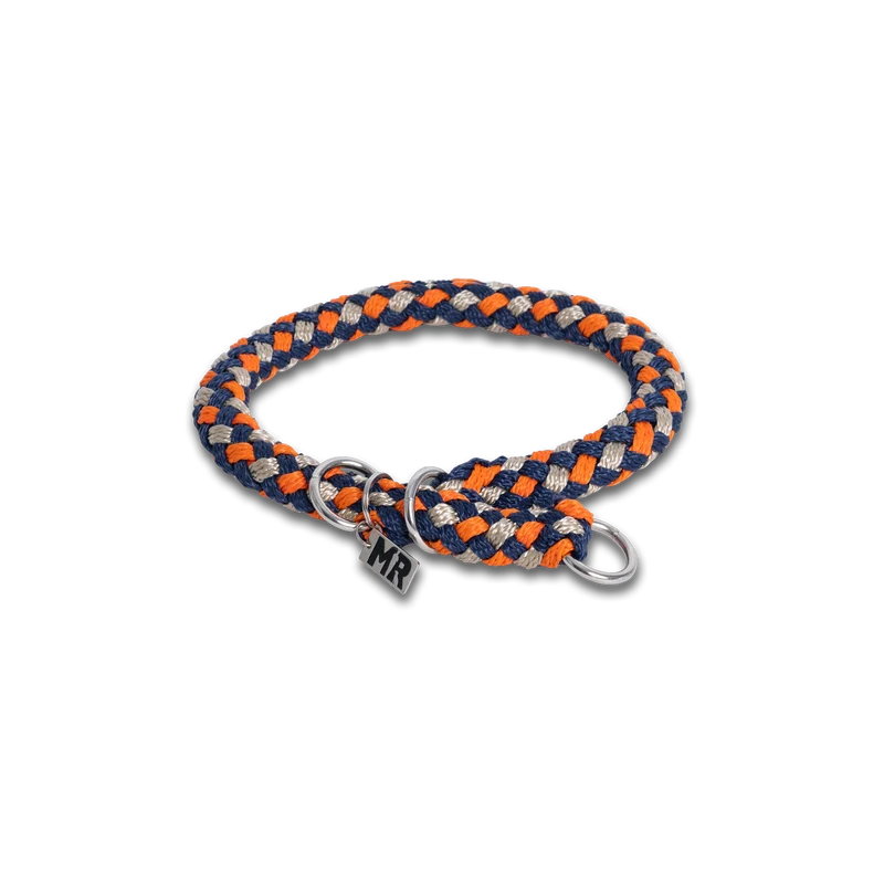 Hundehalsband Tauwerk Dunkelblau-Orange