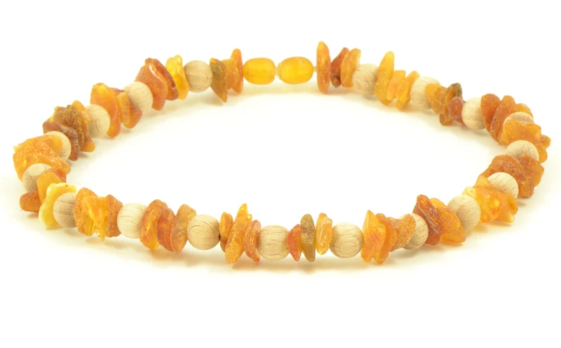 Bernstein Hundehalsband mit Holzperlen