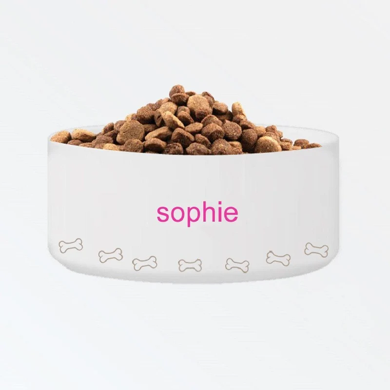 Pink Bones Classic Personalized Large Dog Bowl