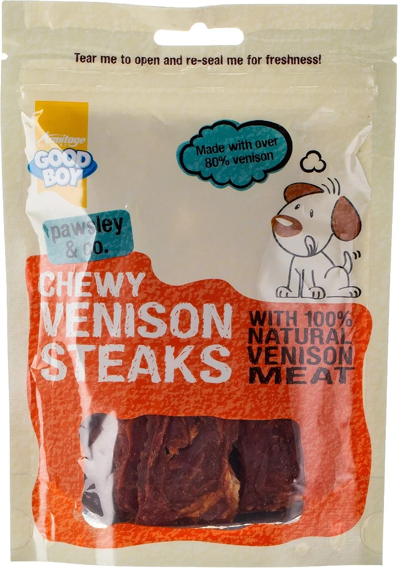 Expiry Date 22-Dec-26 Armitage Good Boy Chewy Venison Steaks Dog Treat - 80G