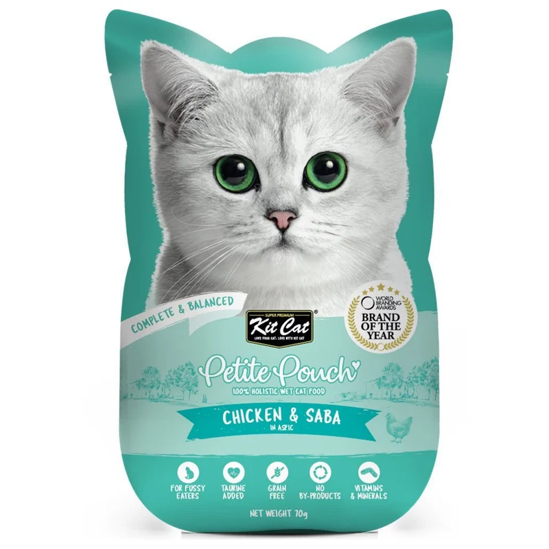 Expiry Date 14-Oct-26 Kit Cat Petite Pouch Chicken & Saba Wet Cat Food - 70G